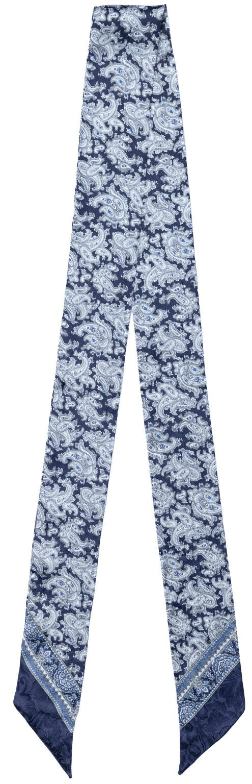 Silver Cobalt Paisley Twilly