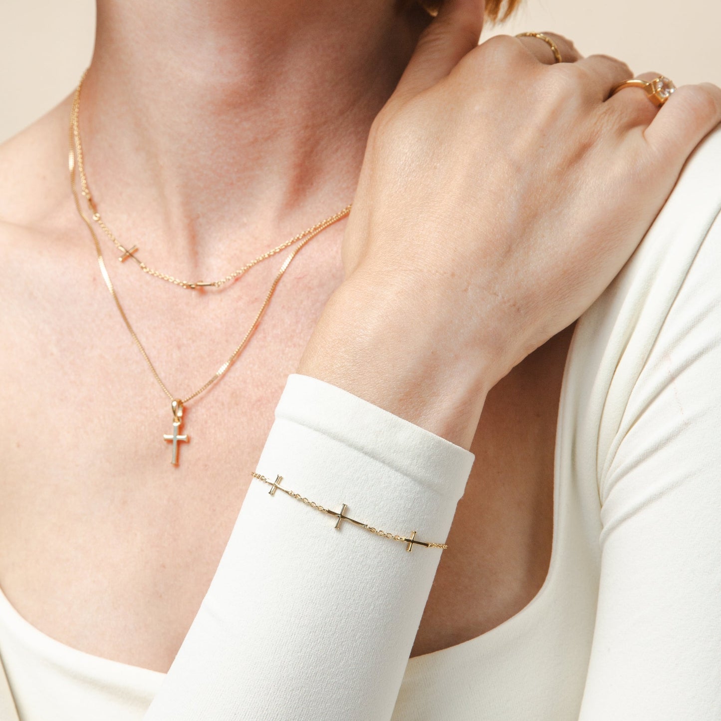 Gold Calvary Cross Bracelet