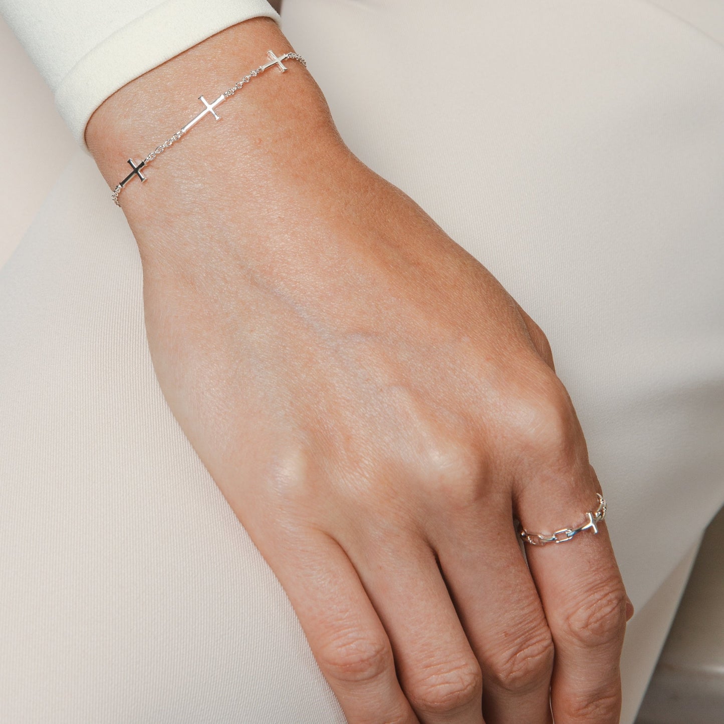 Silver Calvary Cross Bracelet