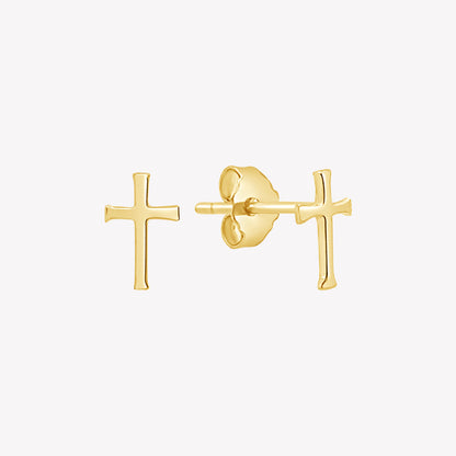 Gold Cross Mini Stud Earrings