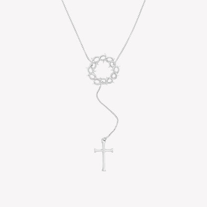 Silver Crown of Thorns Y Necklace