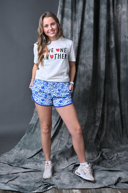 Blue Floral Running Shorts