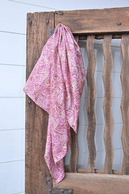 Pink Paisley Silk Scarf