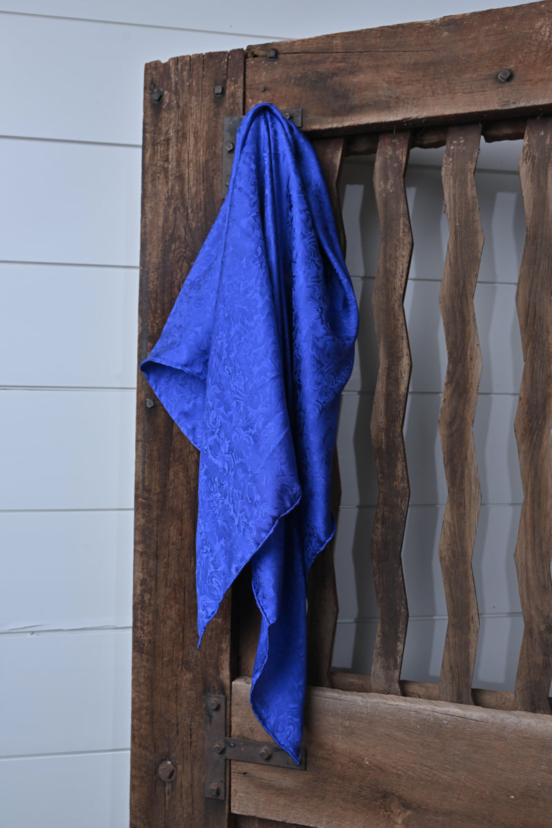 Royal Blue Jacquard Silk Scarf