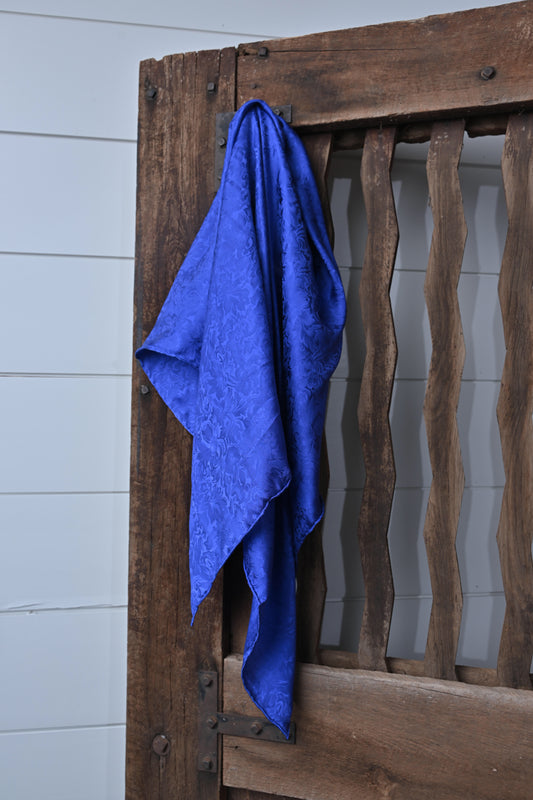 Royal Blue Jacquard Silk Scarf