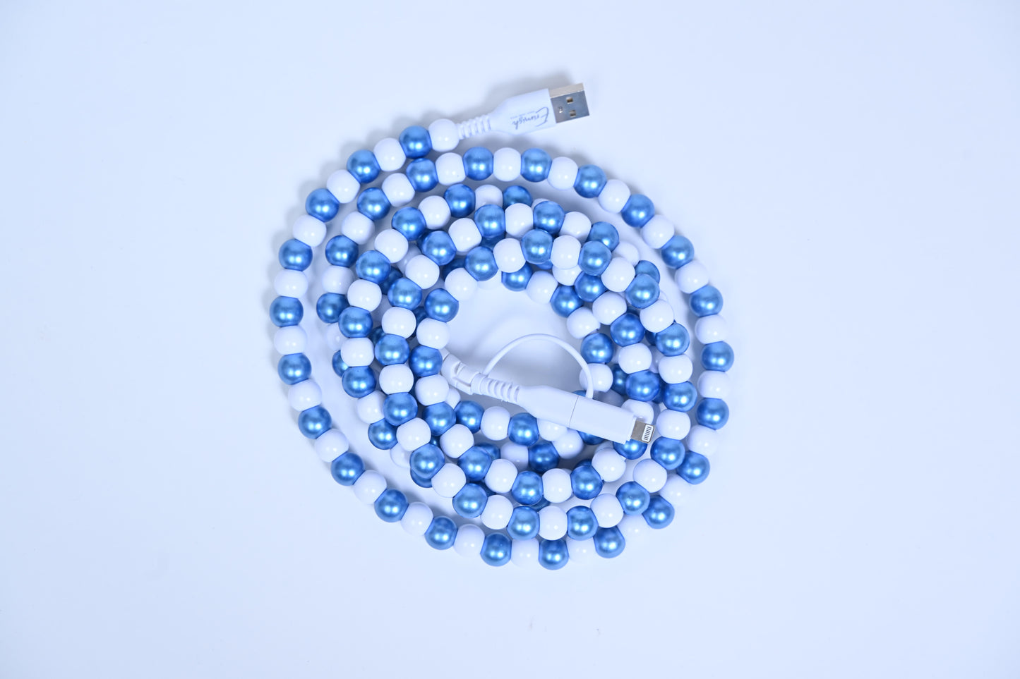 Erimish Beaded Phone Pearlized Blue & White