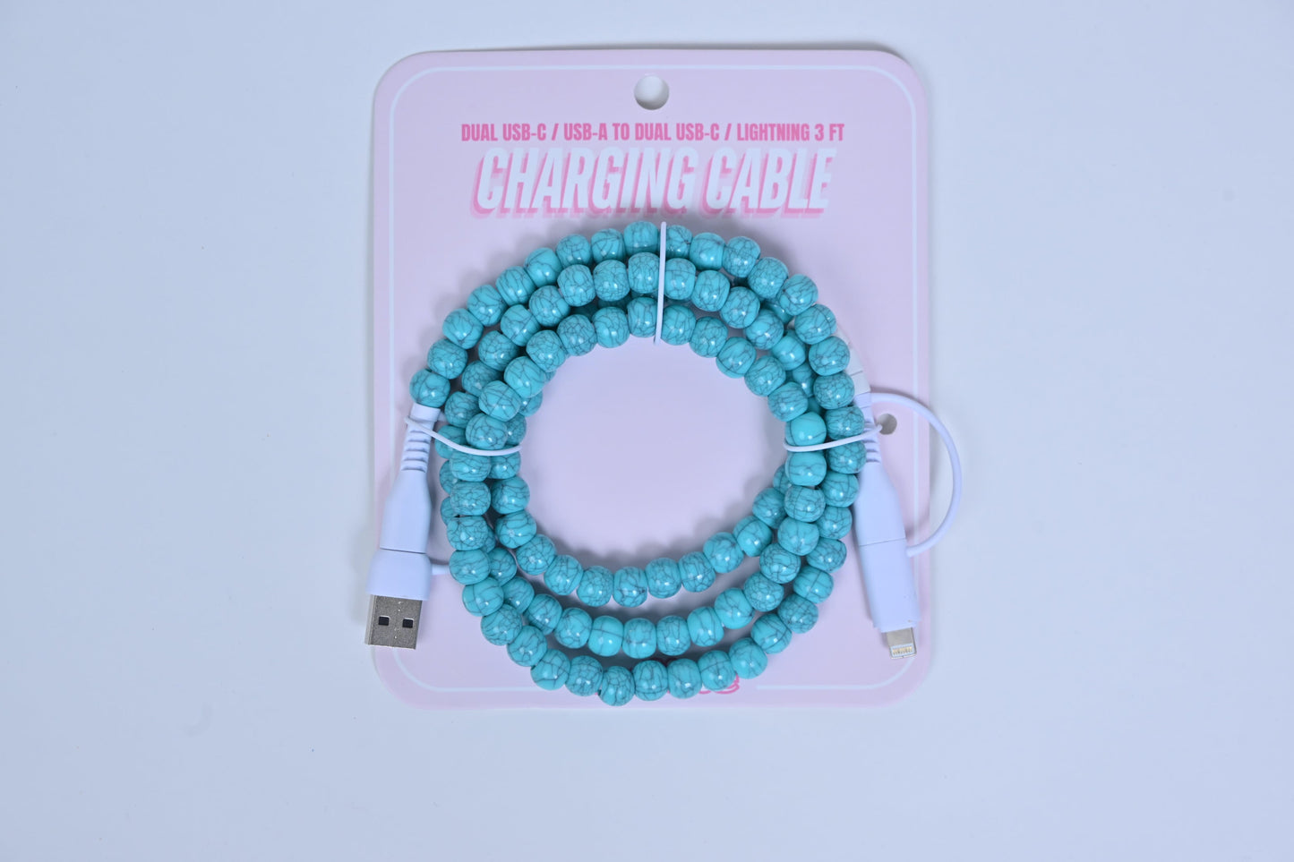 Hotline Beaded Phone Charger Turquoise Blue