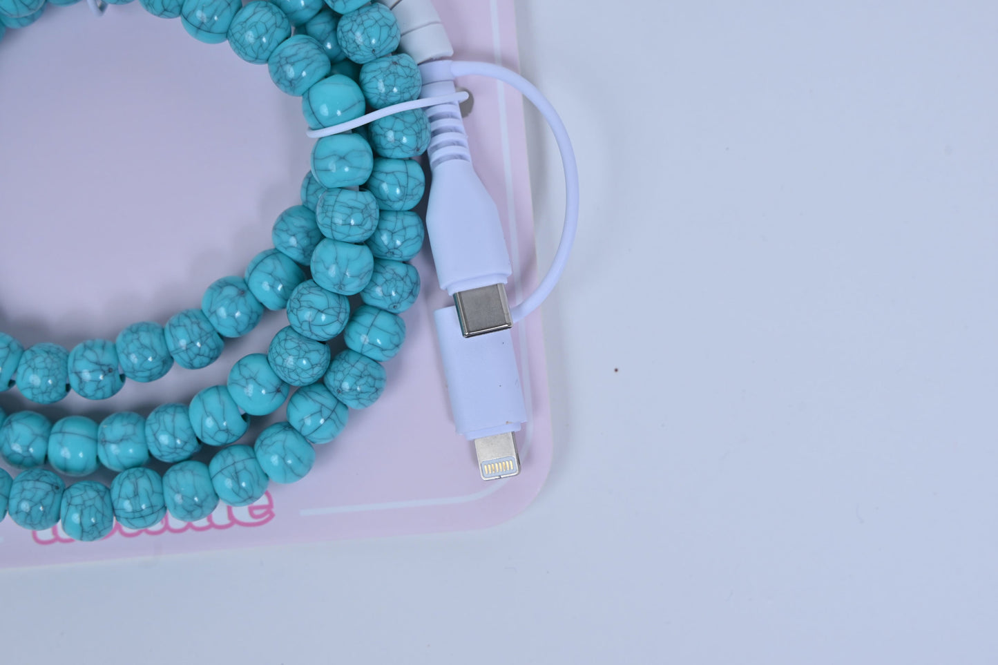 Hotline Beaded Phone Charger Turquoise Blue