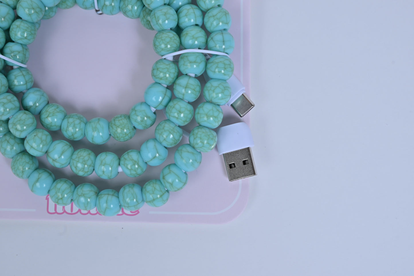 Hotline Beaded Phone Charger Turquoise Green