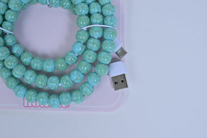 Hotline Beaded Phone Charger Turquoise Green