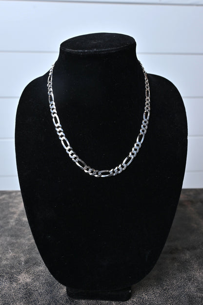 silver figaro link chain necklace classic mens jewelry