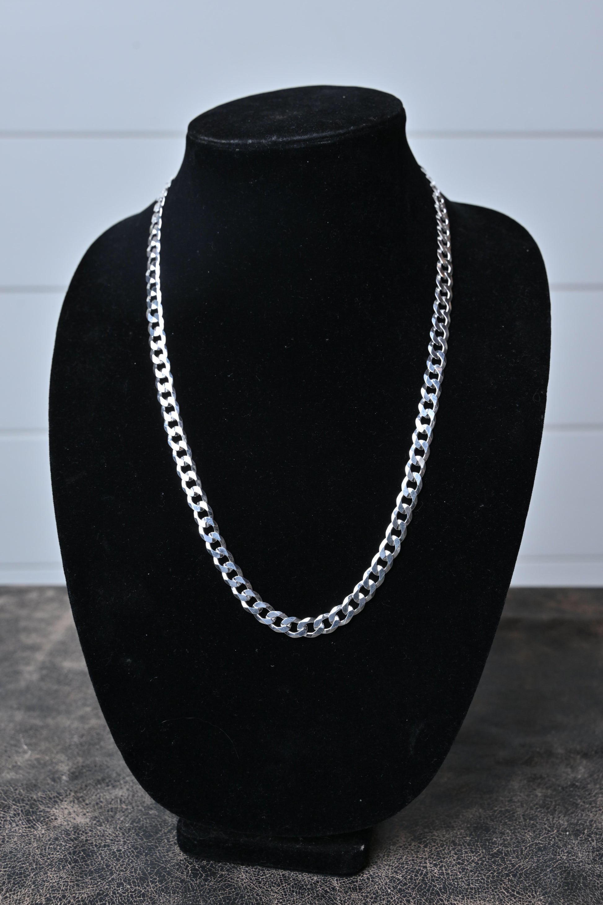 mens sterling silver classic curb chain necklace