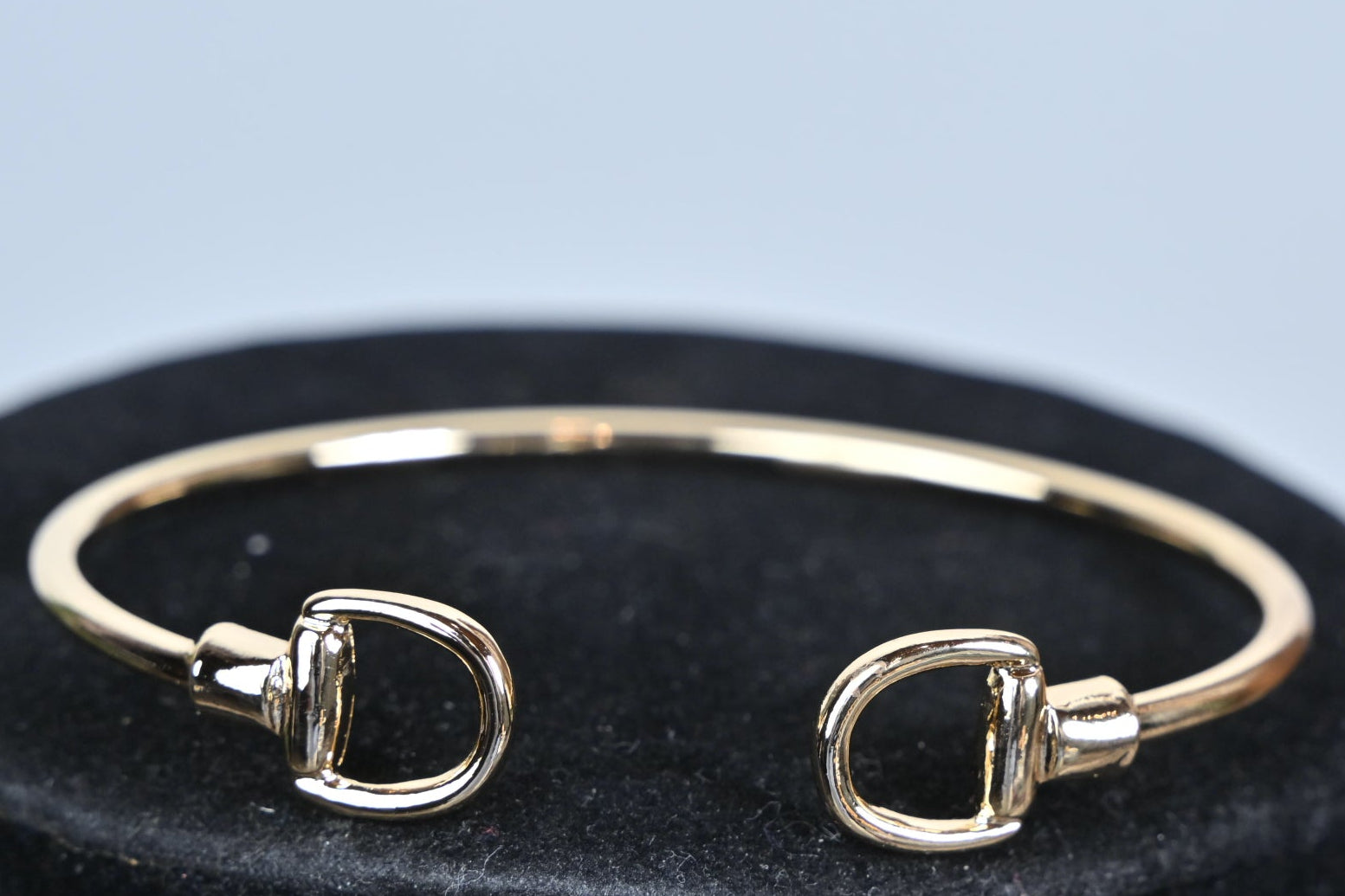 gold tone stirrup bracelet minimalist equestrian jewelry