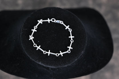 Sterling Silver Cross Link Bracelet