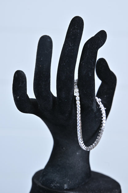 silver rhinestone bracelet on hand display classic tennis style