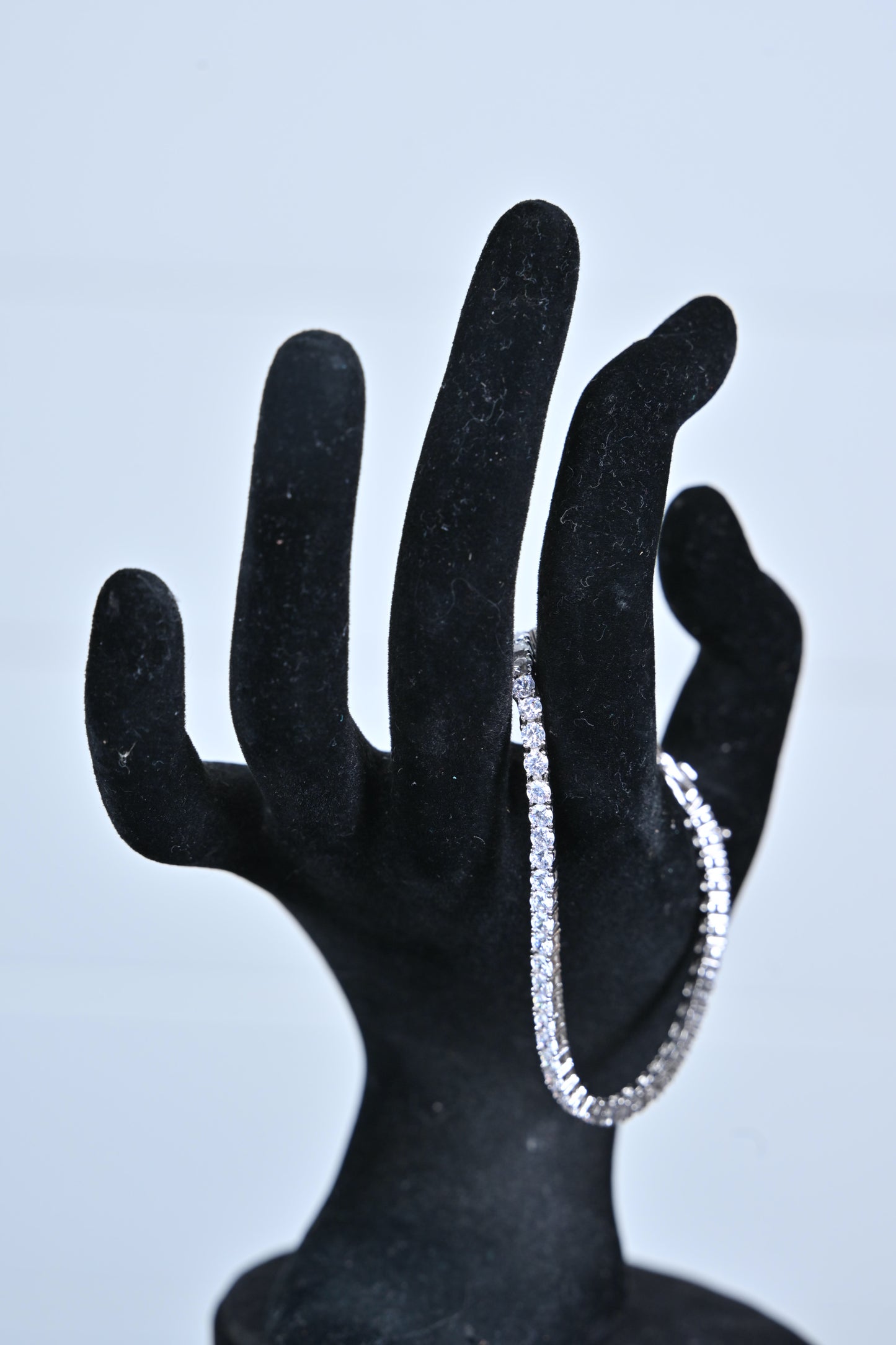 sterling silver rhinestone tennis bracelet with continuous sparkle detail