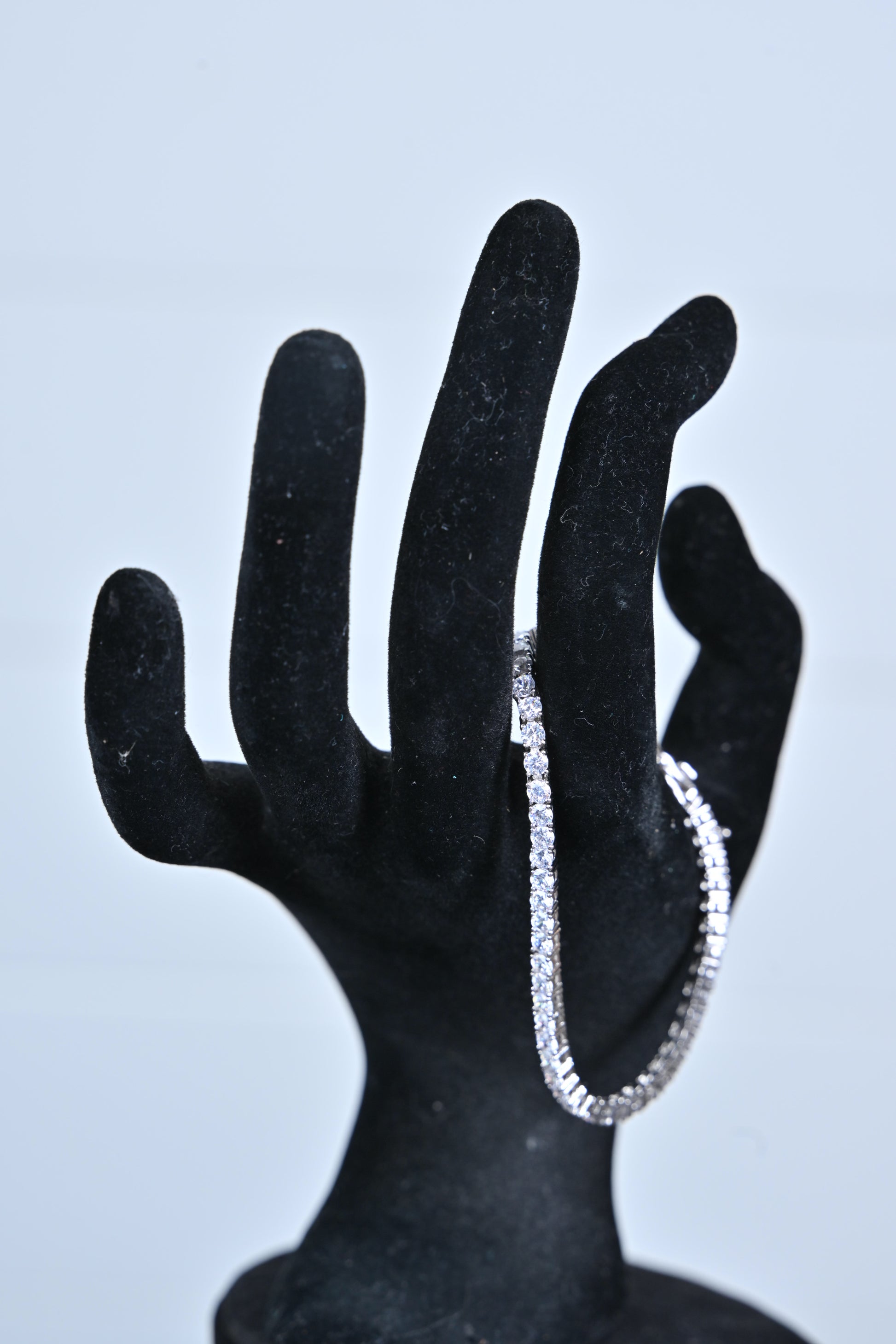sterling silver rhinestone tennis bracelet with continuous sparkle detail