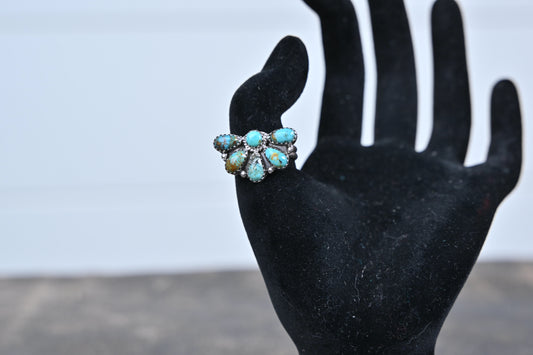 Turquoise Cluster Ring – Sterling Silver