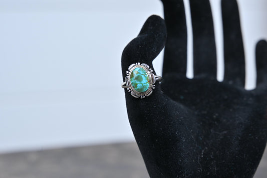 Oval Blue Green Turquoise Ring – Sterling Silver