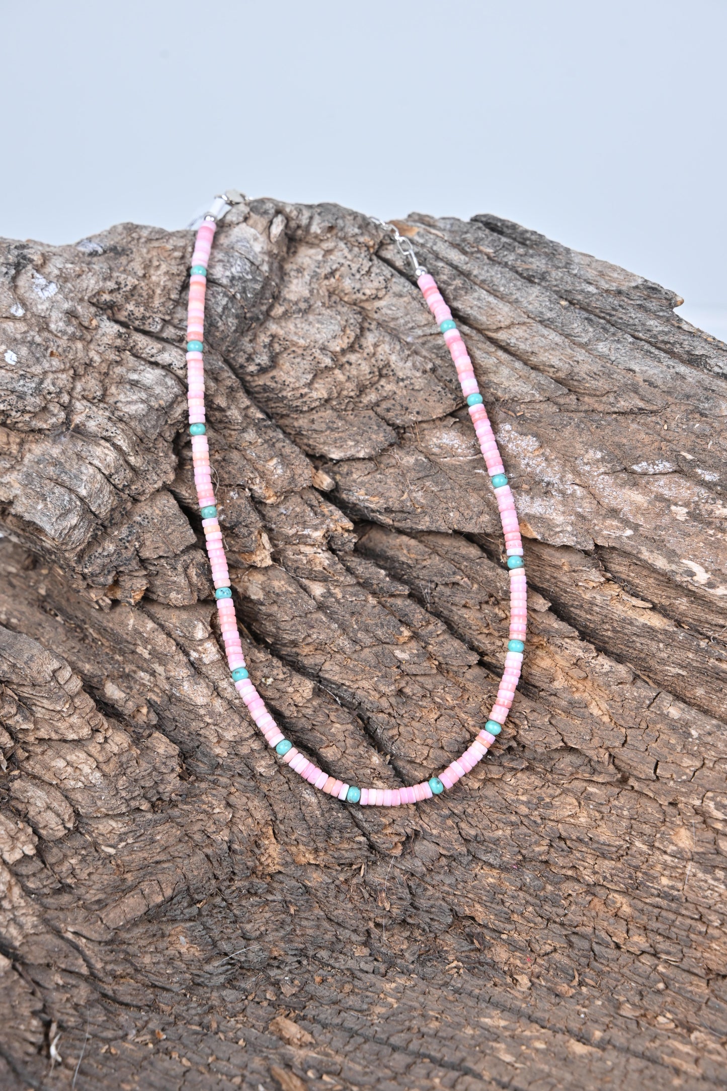 Pink Conch & Turquoise Beaded Necklace