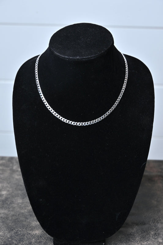 Men’s Sterling Silver 18" Diamond-Cut Curb Chain Necklace
