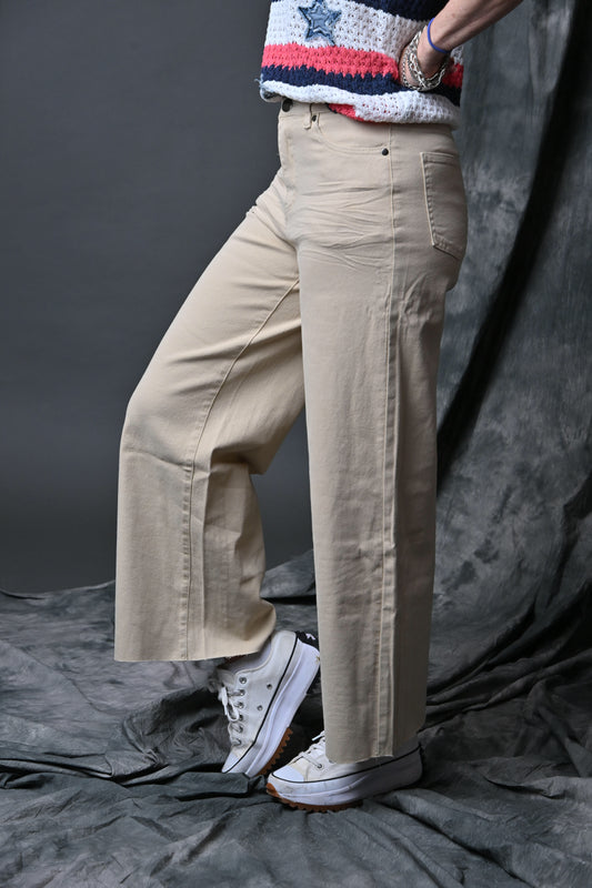 Easel Soft Stretch Khaki Twill High-Waisted Pants | Vintage-Inspired Tailored Fit