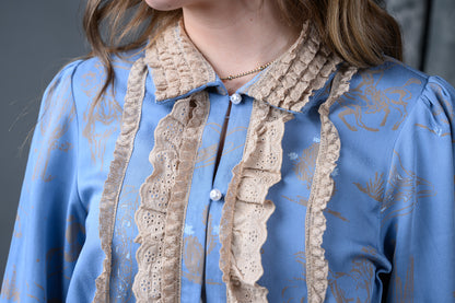 Western Graphic Ruffle Tie Waist Mini Dress