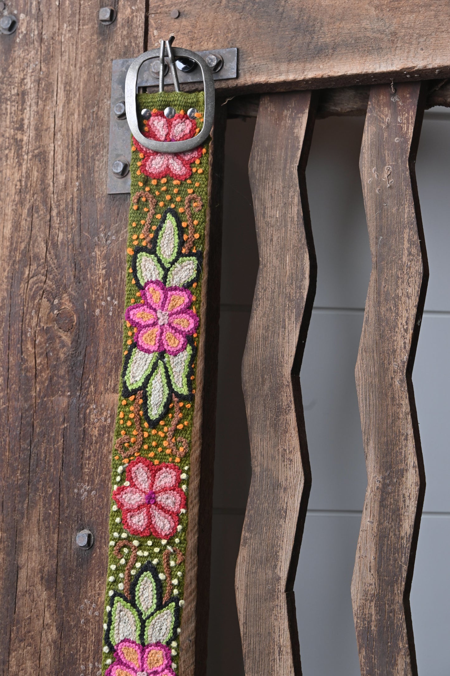 Karma Living Olive Green & Floral belt - S