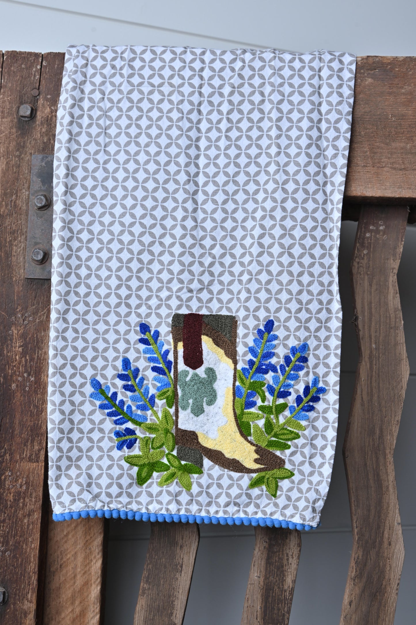 Blue Bonnets & Boots Tea Towel 19" X 27"