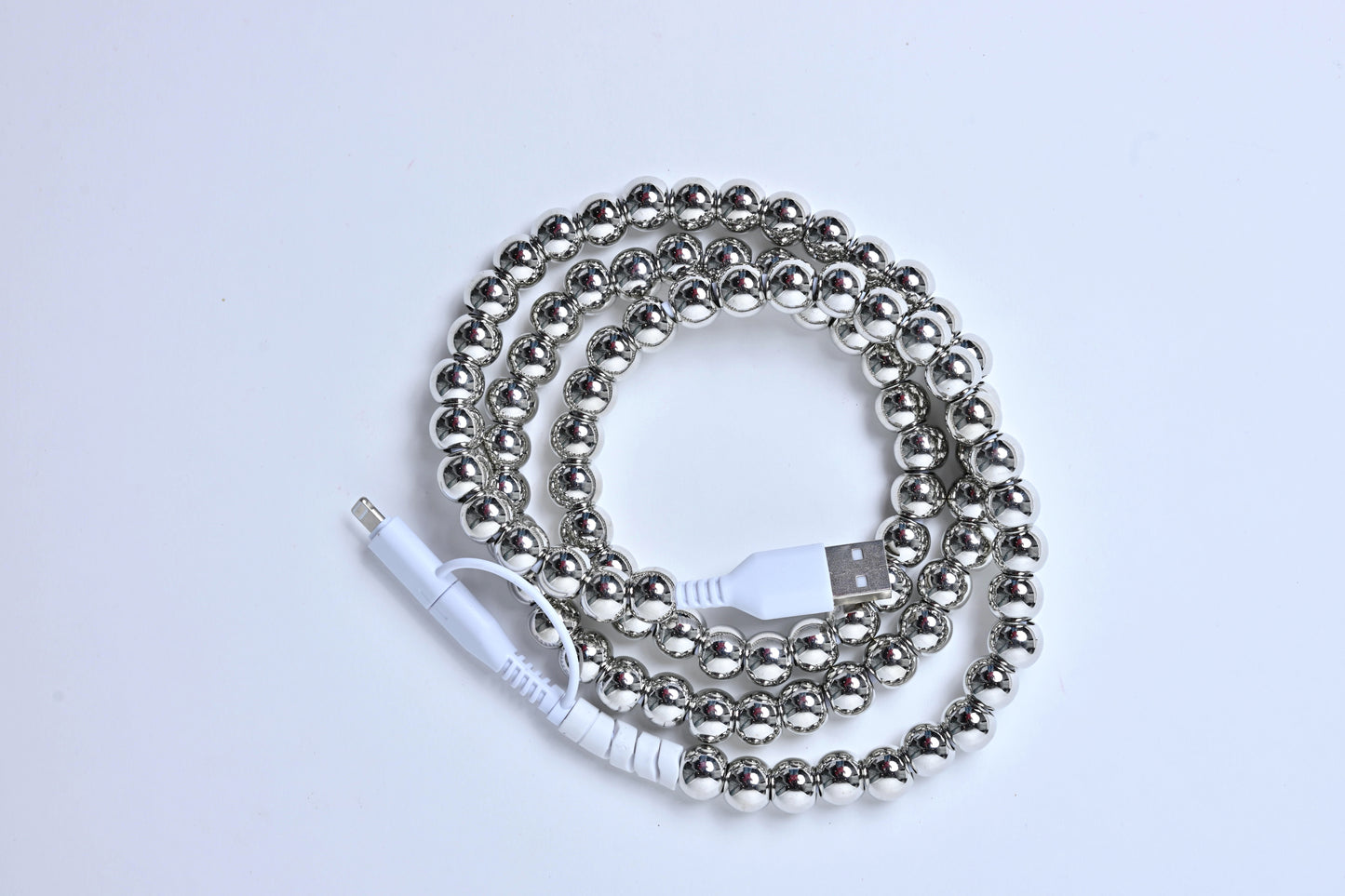 Erimish Beaded Phone Charger Metallic Silver