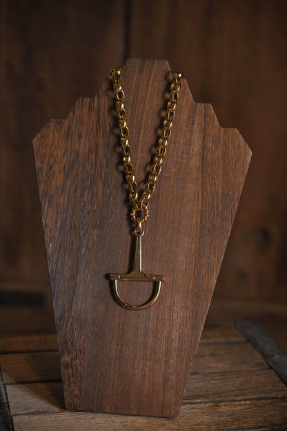 Gold Snaffle Bit Chain Necklace