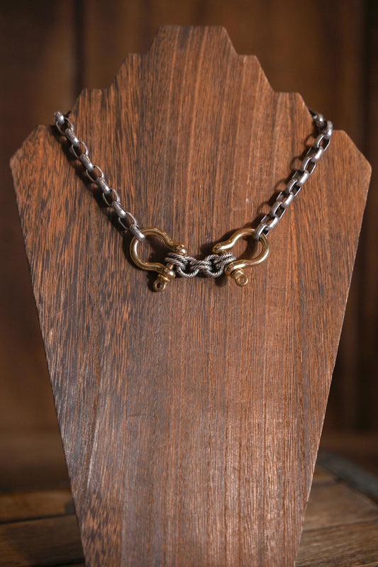 Mixed Metal Stirrup Necklace