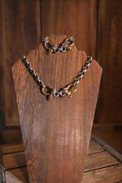 Mixed Metal Stirrup Necklace