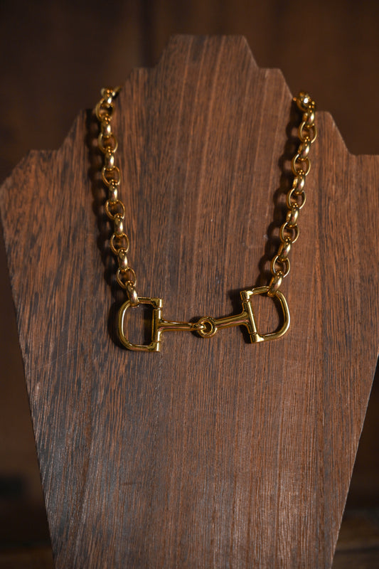 Gold Snaffle Bit Necklace