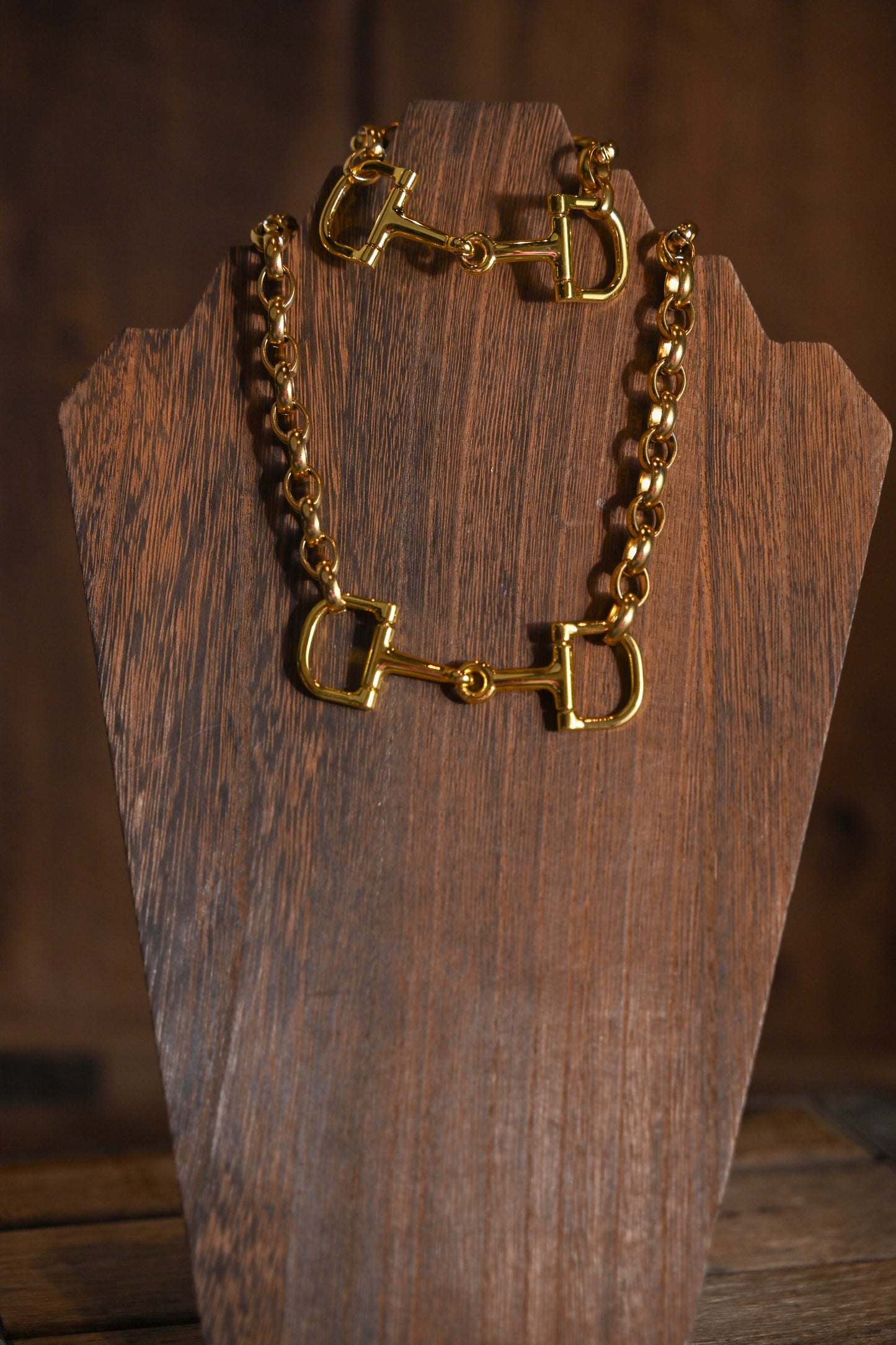 Gold Snaffle Bit Necklace