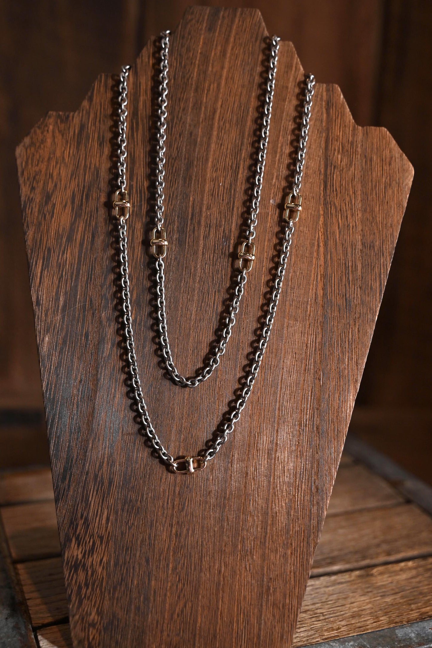 Mixed Metal Long H Necklace