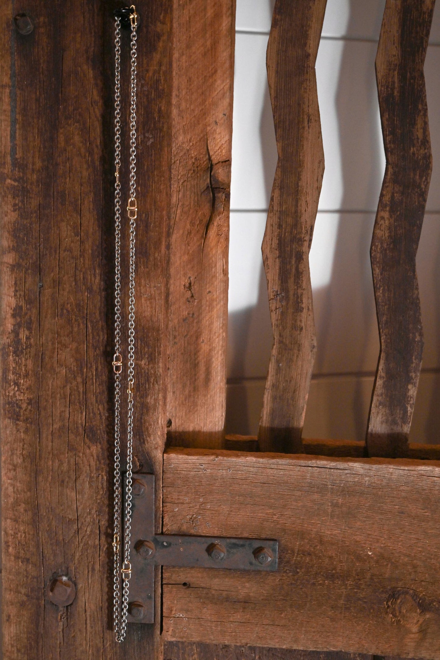 Mixed Metal Long H Necklace