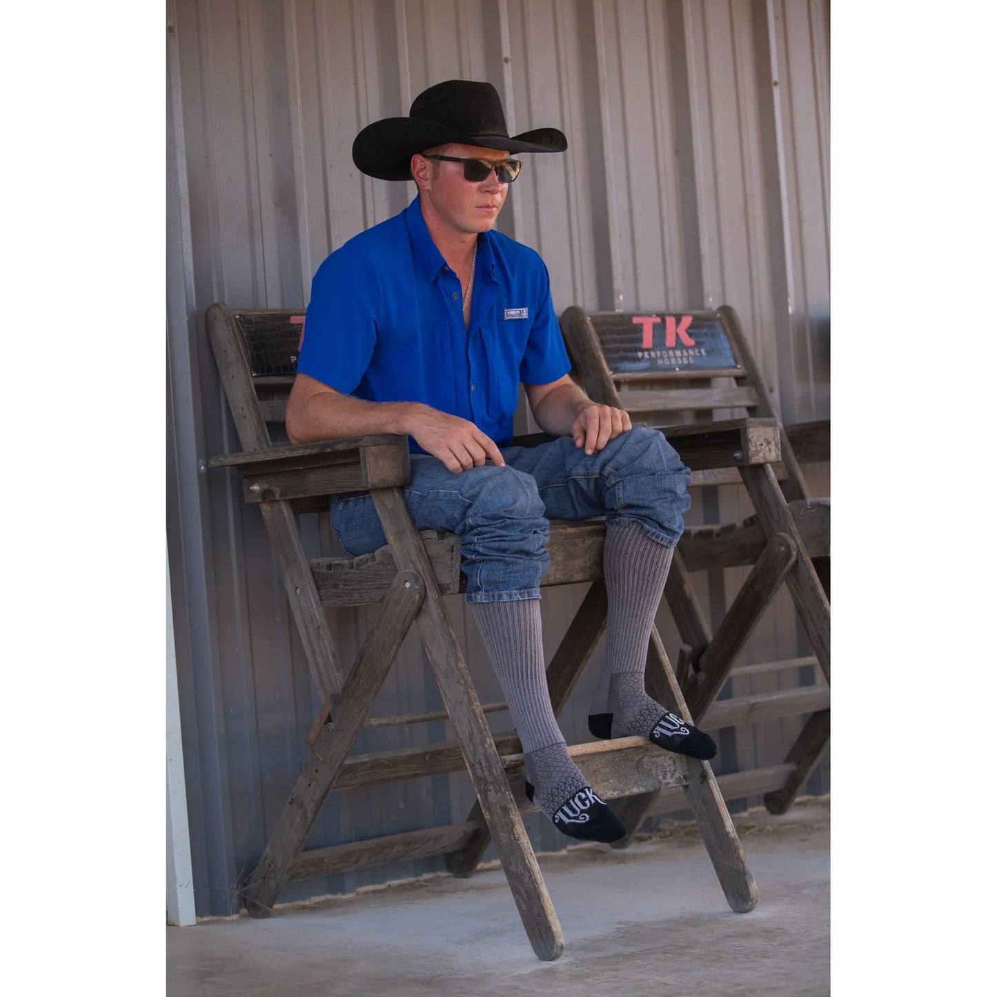 Lucky Chuck The Cowboy Gray Performance Boot Socks