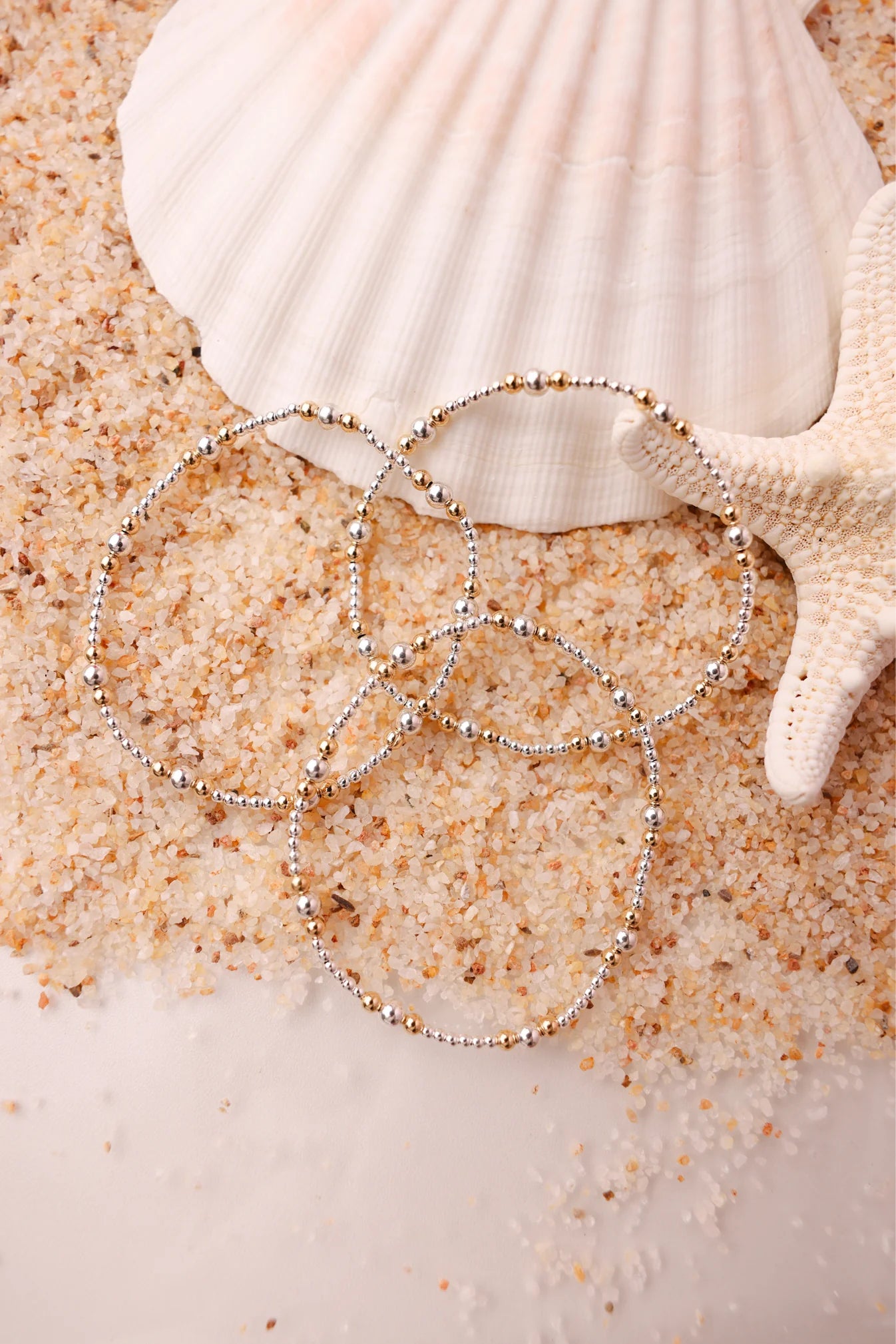 Beaded Blondes Dainty Sutton Bracelet – Silver & Gold Stretch Bracelet for Women