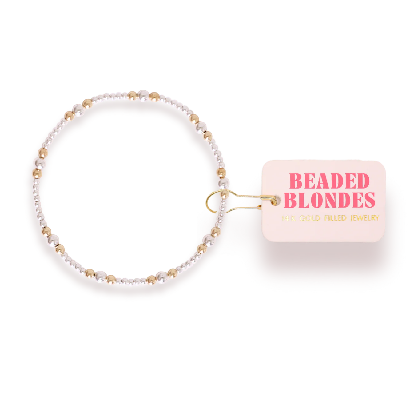 Beaded Blondes Dainty Sutton Bracelet – Silver & Gold Stretch Bracelet for Women