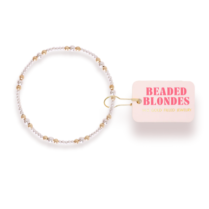 Beaded Blondes Dainty Sutton Bracelet – Silver & Gold Stretch Bracelet for Women