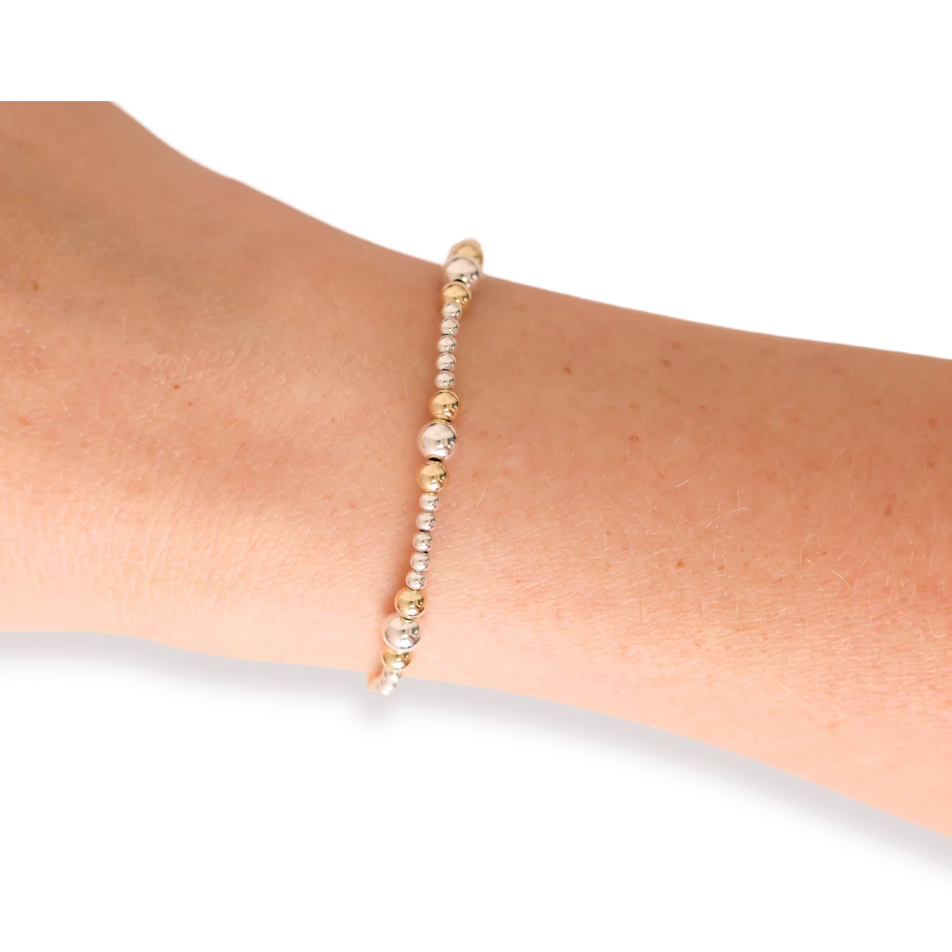 Beaded Blondes Dainty Sutton Bracelet – Silver & Gold Stretch Bracelet for Women