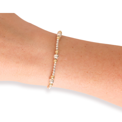 Beaded Blondes Dainty Sutton Bracelet – Silver & Gold Stretch Bracelet for Women