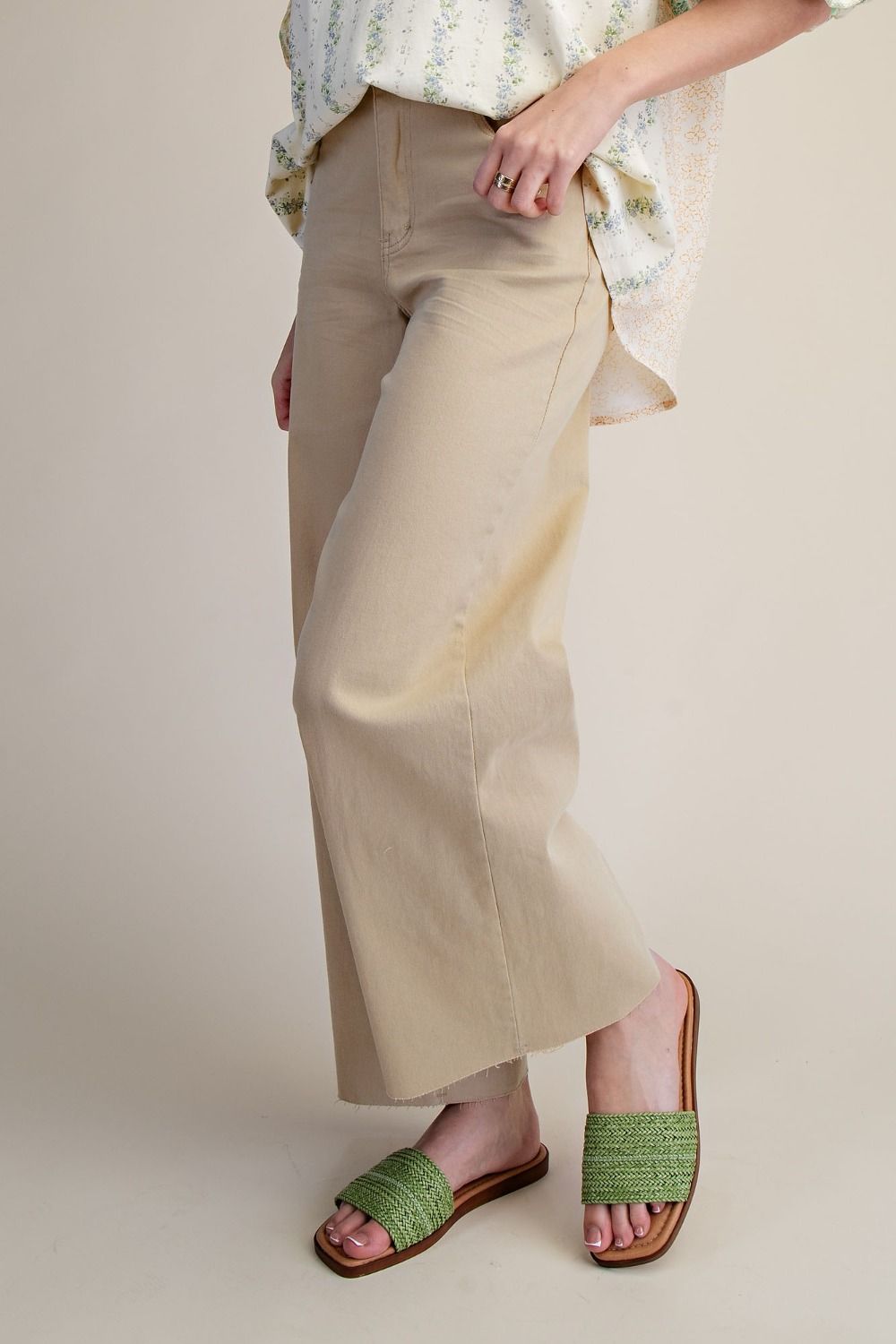 Easel Soft Stretch Khaki Twill High-Waisted Pants | Vintage-Inspired Tailored Fit