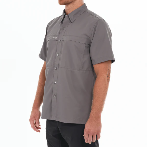 GameGuard Explorer Short Sleeve Shirt – Gunmetal Gray Men's Performance Button-Up