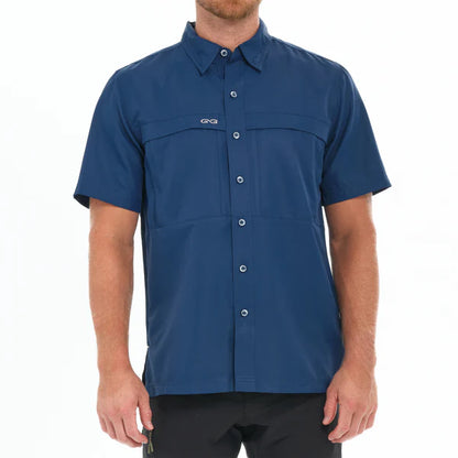 GameGuard Deep Water Blue Explorer Short Sleeve Shirt – Men's Performance Fishing & Outdoor Shirt