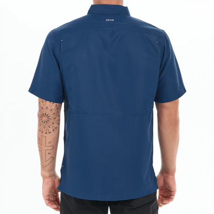 GameGuard Deep Water Blue Explorer Short Sleeve Shirt – Men's Performance Fishing & Outdoor Shirt