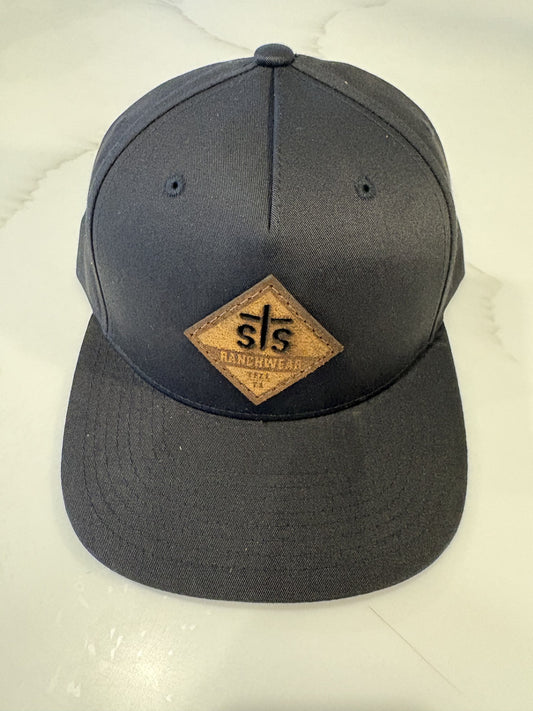 STS Solid Black Cap - Diamond Leather Patch