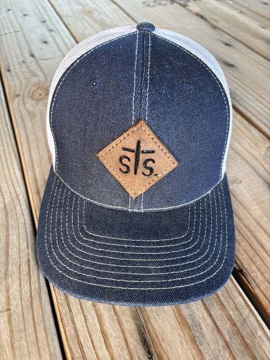 STS Navy/White Cap - Leather Patch