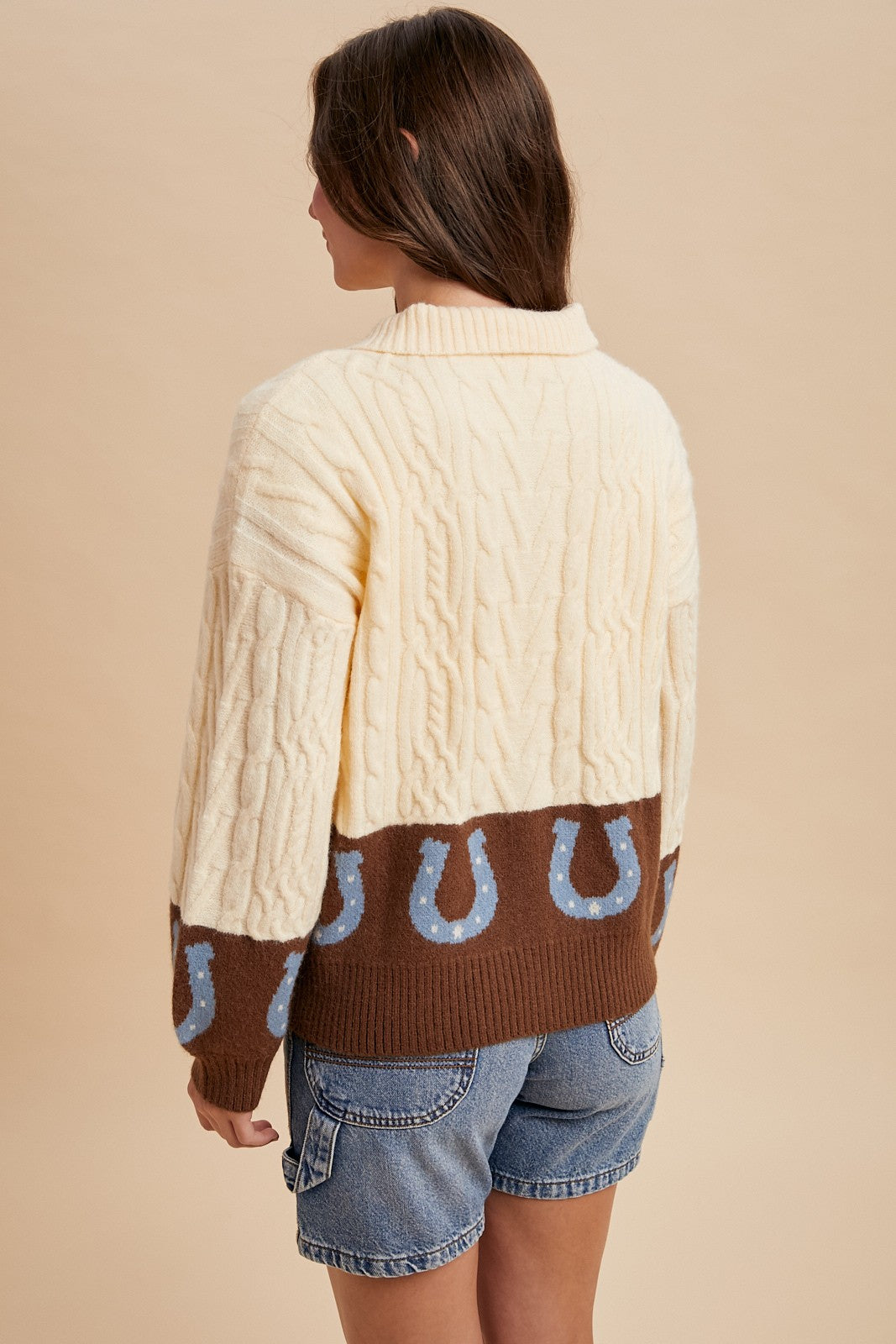 Horseshoe Cable Cardigan Sweater